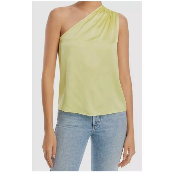 NEW NWT Generation Love Sabrina Silk Blend One Shoulder Blouse Lime Large - Picture 1 of 6